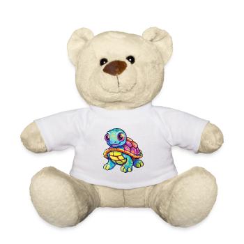Turtle Colorful Watercolor Cartoon Kawaii Animal - Teddy Bear - white - Front
