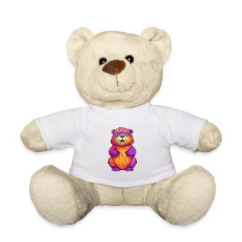 Beaver Colorful Watercolor Cartoon Kawaii Animal - Teddy Bear - white - Front