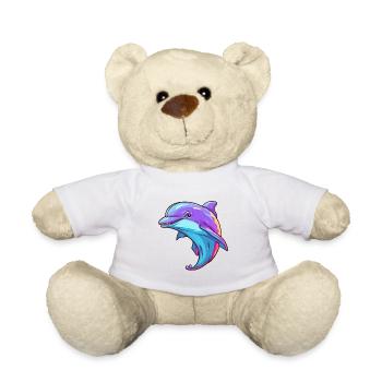 Dolphin Colorful Watercolor Cartoon Kawaii Animal - Teddy Bear - white - Front