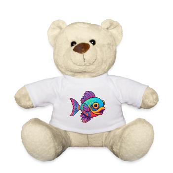 Poisson Aquarelle Colorée Dessin Animé Kawaii Animal - Nounours - blanc - Devant