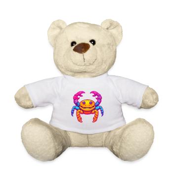 Crab Colorful Watercolor Cartoon Kawaii Animal - Teddy Bear - white - Front