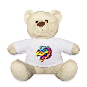 Snake Colorful Watercolor Cartoon Kawaii Animal - Teddy Bear - white - Front