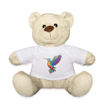 Colibri Aquarelle Colorée Dessin Animé Kawaii Ani - Nounours - blanc - Devant