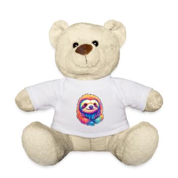 Sloth Colorful Watercolor Cartoon Kawaii Animal - Teddy Bear - white - Front
