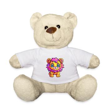 Lion Aquarelle Colorée Dessin Animé Kawaii Animal - Nounours - blanc - Devant
