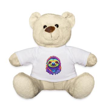 Sloth Colorful Watercolor Cartoon Kawaii Animal - Teddy Bear - white - Front