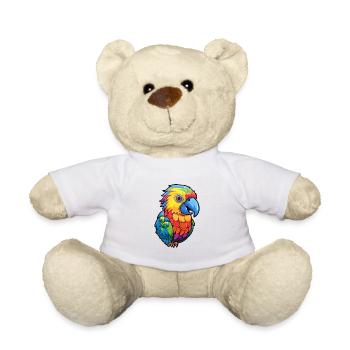 Papagei buntes Aquarell Cartoon Kawaii Tier - Teddy - Weiß - Vorne