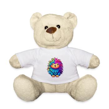 Porcupine Colorful Watercolor Cartoon Kawaii Anima - Teddy Bear - white - Front