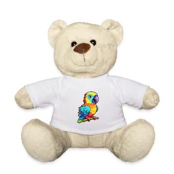 Papagei buntes Aquarell Cartoon Kawaii Tier - Teddy - Weiß - Vorne