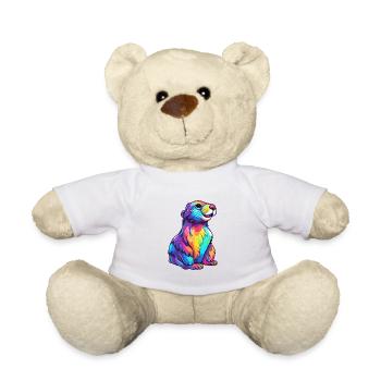 Otter Colorful Watercolor Cartoon Kawaii Animal - Teddy Bear - white - Front