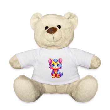 Chaton coloré aquarelle dessin animé kawaii animal - Nounours - blanc - Devant