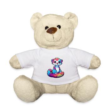 Ferret Colorful Watercolor Cartoon Kawaii Animal - Teddy Bear - white - Front