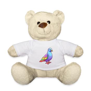 Taube buntes Aquarell Cartoon Kawaii Tier - Teddy - Weiß - Vorne