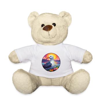 Albatross Colorful Watercolor Cartoon Kawaii Pet - Teddy Bear - white - Front