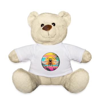 Bee Colorful Watercolor Cartoon Kawaii Animal - Teddy Bear - white - Front