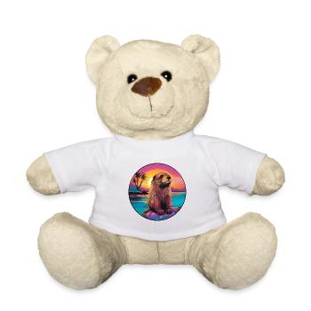 Beaver Colorful Watercolor Cartoon Kawaii Animal - Teddy Bear - white - Front