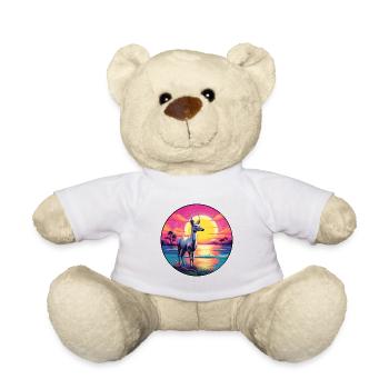 Karibu buntes Aquarell Cartoon Kawaii Tier - Teddy - Weiß - Vorne