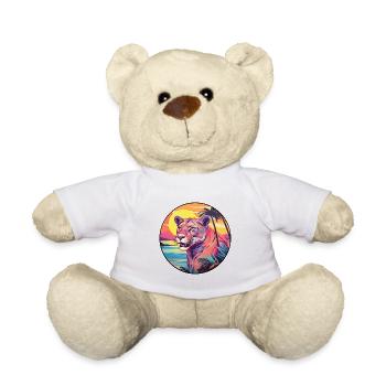 Cougar Aquarelle Colorée Dessin Animé Kawaii Animal - Nounours - blanc - Devant