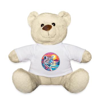 Léopard des neiges Aquarelle colorée Dessin animé Kawaii - Nounours - blanc - Devant