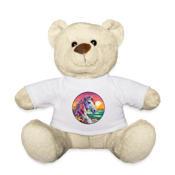 Einhorn Buntes Aquarell Cartoon Kawaii Tier - Teddy - Weiß - Vorne