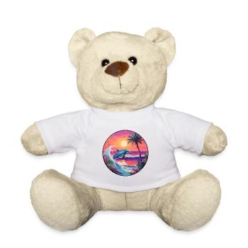 Dolphin Colorful Watercolor Cartoon Kawaii Animal - Teddy Bear - white - Front