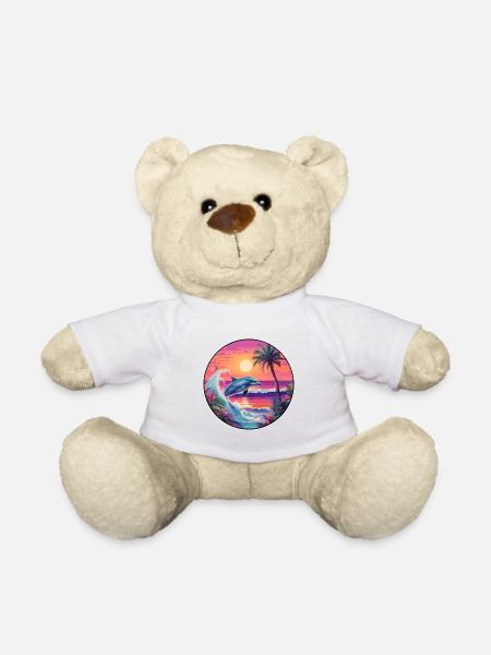 Delfin buntes Aquarell Cartoon Kawaii Tier - Teddy - Weiß