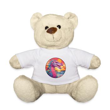 Dragon Colorful Watercolor Cartoon Kawaii Animal - Teddy Bear - white - Front