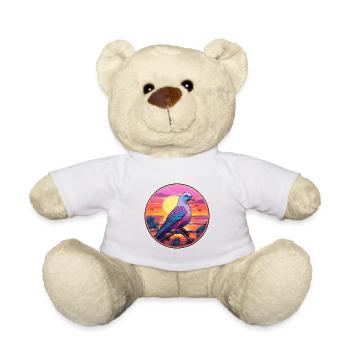 Taube buntes Aquarell Cartoon Kawaii Tier - Teddy - Weiß - Vorne