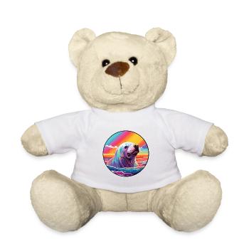 Walrus Colorful Watercolor Cartoon Kawaii Animal - Teddy Bear - white - Front