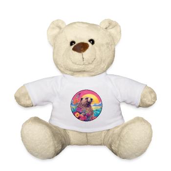 Und täglich grüßt das Murmeltier bunte Aquarell-Karikatur Kawaii Haustier - Teddy - Weiß - Vorne