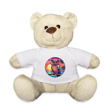 Eule Buntes Aquarell Cartoon Kawaii Tier - Teddy - Weiß - Vorne