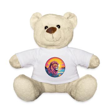 Lion Colorful Watercolor Cartoon Kawaii Animal - Teddy Bear - white - Front