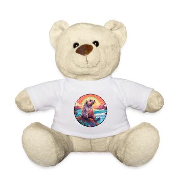 Murmeltier buntes Aquarell Cartoon Kawaii Tier - Teddy - Weiß - Vorne