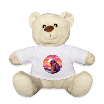 Baboon Colorful Watercolor Cartoon Kawaii Animal - Teddy Bear - white - Front
