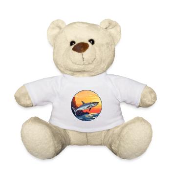 Barracuda Colorful Watercolor Cartoon Kawaii Pet - Teddy Bear - white - Front