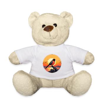 Bullfinch Colorful Watercolor Cartoon Kawaii Pet - Teddy Bear - white - Front