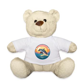 Dolphin Colorful Watercolor Cartoon Kawaii Animal - Teddy Bear - white - Front