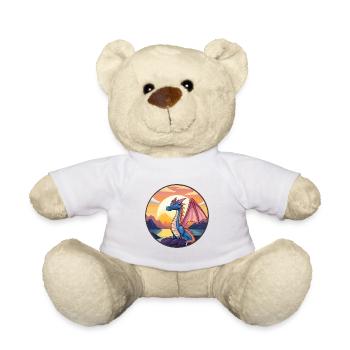 Dragon Colorful Watercolor Cartoon Kawaii Animal - Teddy Bear - white - Front