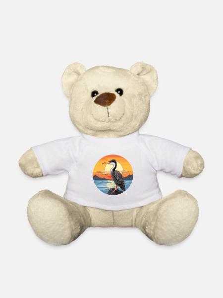 Kormoran Kolorowa Akwarela Kreskówka Kawaii Pet - Pluszowy miś - biały