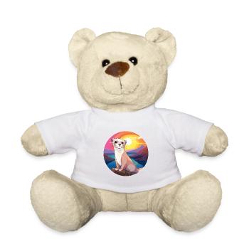 Ferret Colorful Watercolor Cartoon Kawaii Animal - Teddy Bear - white - Front