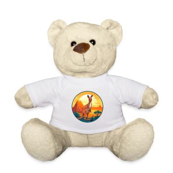 Kangaroo Colorful Watercolor Cartoon Kawaii Animal - Teddy Bear - white - Front