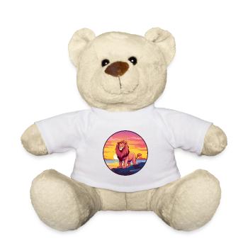 Lion Colorful Watercolor Cartoon Kawaii Animal - Teddy Bear - white - Front