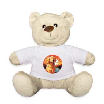 Golden Retriever Hund Bunte Aquarell-Karikatur - Teddy - Weiß - Vorne