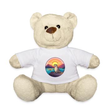 Otter Colorful Watercolor Cartoon Kawaii Animal - Teddy Bear - white - Front