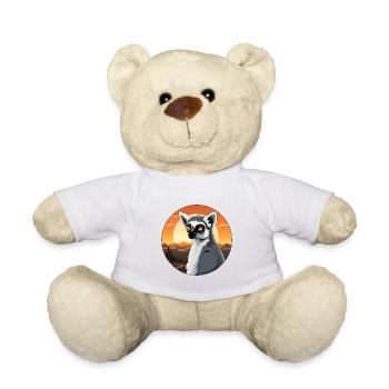 Lemur Colorful Watercolor Cartoon Kawaii Animal - Teddy Bear - white - Front