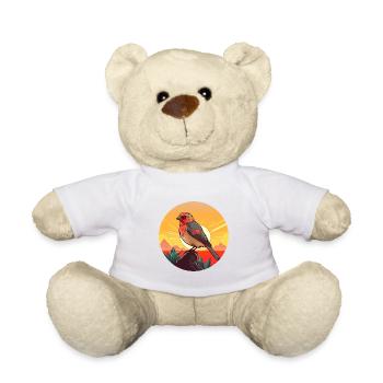 Pinson coloré aquarelle dessin animé kawaii Animal - Nounours - blanc - Devant