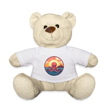 Octopus Colorful Watercolor Cartoon Kawaii Animal - Teddy Bear - white - Front