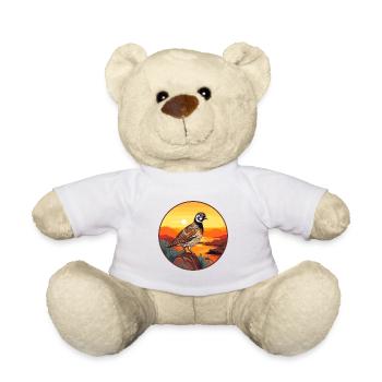 Quail Colorful Watercolor Cartoon Kawaii Animal - Teddy Bear - white - Front