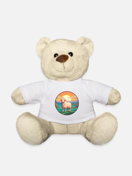 Mouton Aquarelle Colorée Dessin Animé Kawaii Animal - Nounours - blanc