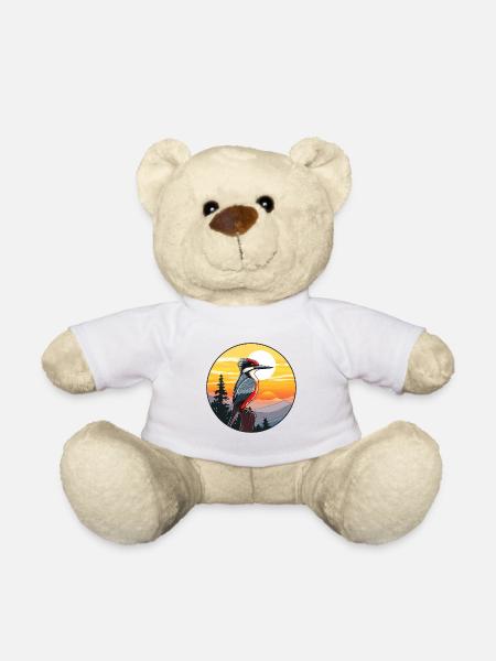 Specht bunte Aquarell-Karikatur Kawaii Haustier - Teddy - Weiß